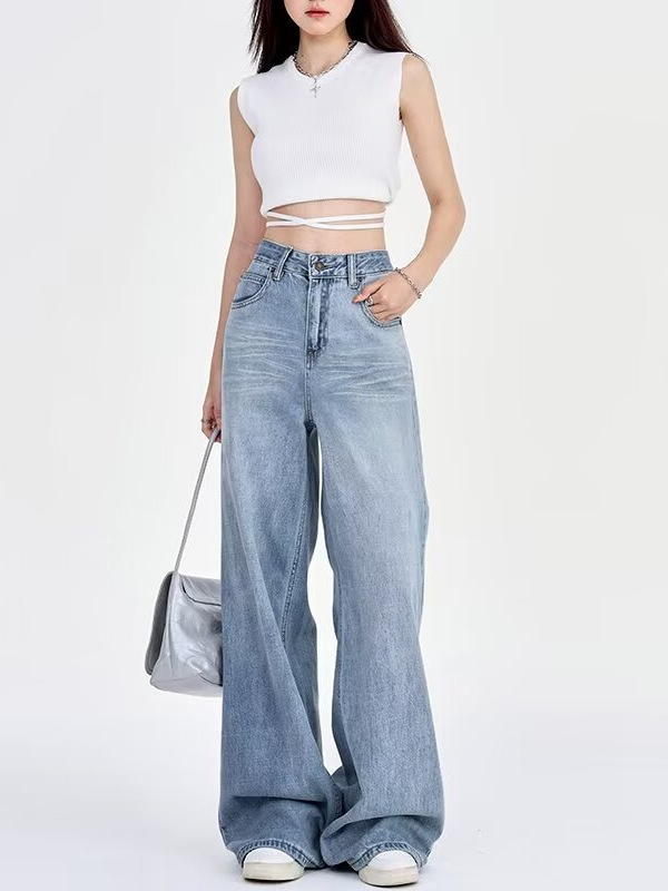 Girls High Waist Wide Leg Jeans  |  Denim Clothing Denim